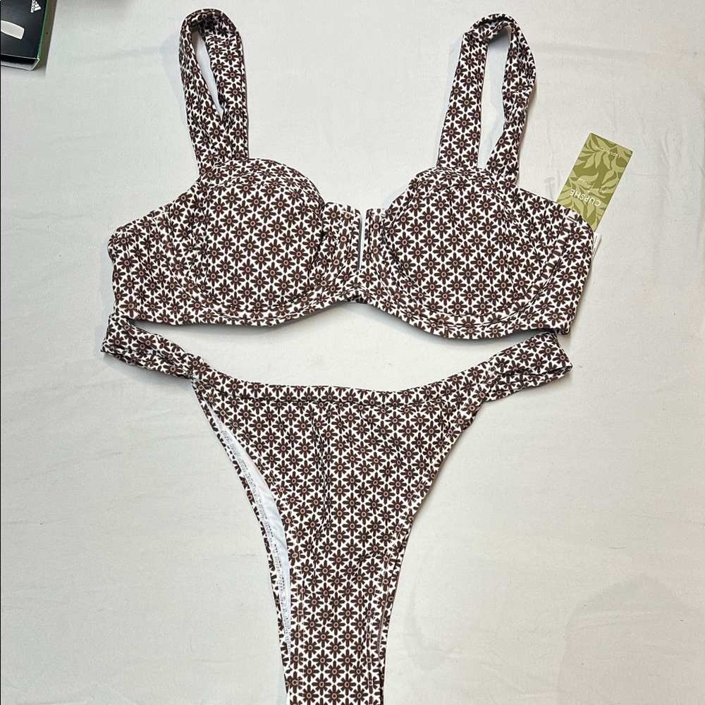 Cupshe Brown and White Patterned Bikini